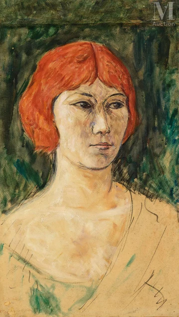 Simon MONDZAIN (Chelm 1888 - Paris 1979) Portrait de la danseuse Stacia Napierkowska Adjugé à 3 200 €, Millon