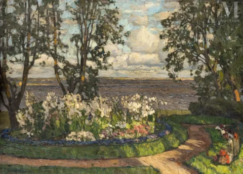 Stanislaw ZUKOWSKI (Endrikhovitchi 1873-Prouchkova 1944) Jardin au bord de l'eau Adjugé à 42 000 €, Millon