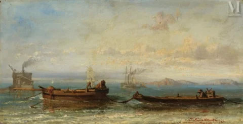 Teofil KWIATKOWSKI (Pulttusk 1809 - Avallon 1891) Barques en mer Adjugé à 5 500 €, Millon