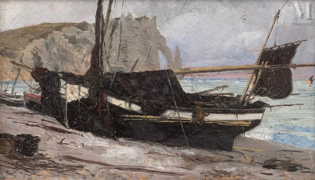 Vassili Dmitrievitch POLENOV (1844-1927)Bateau de pêche à Étretat, Normandie (1874) Adjugé à 12 000 €, Millon