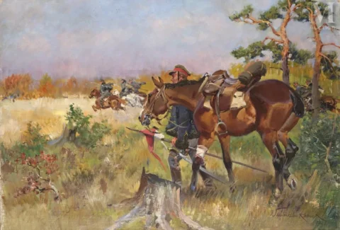 Wojciech VON KOSSAK (1857-1942)Soldats Polonais Adjugé à 9 000 €, Millon