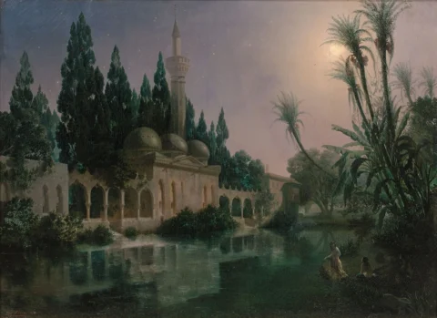 Eugène FLANDIN 1809 - 1876 LA MOSQUÉE D'URFA, 1849 Huile sur toile Adjugé à 18 200 €