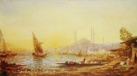 Eugène FLANDIN - 1809-1889LE BOSPHORE Huile sur toile Estimation : 8 000 € - 12 000 €