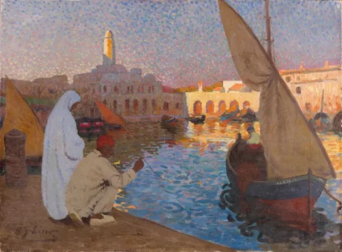 Gustave LINO (Mulhouse, 1893 - Alger, 1961)Le port de l' Amirauté, Alger Huile sur toile Adjugé à 13 000 €