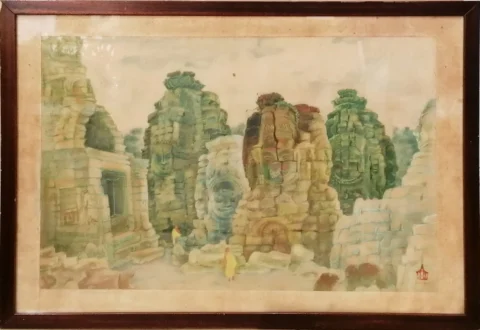 Peinture à l'encre et gouache sur soie figurant un templeAdjugé à 48 000 €, Auctie"s