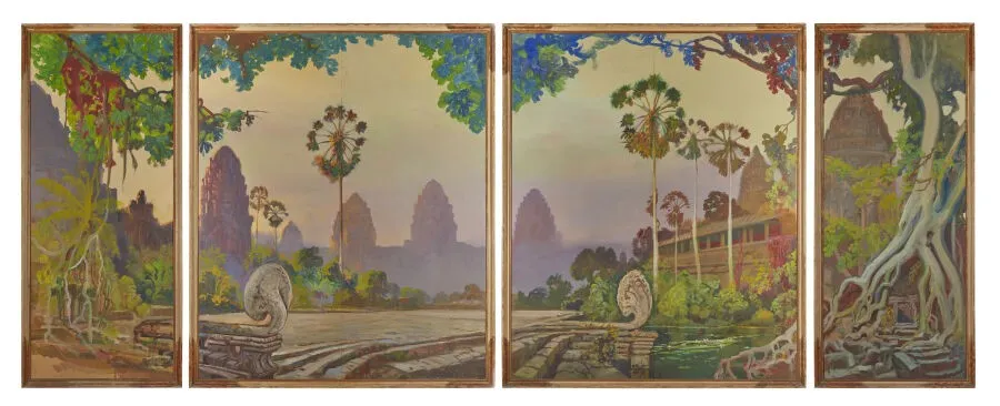 Temple d'Angkor Vat - Cambodge Vers 1931 Huile sur panneau Adjugé à 52 000 €, Audap & Associés