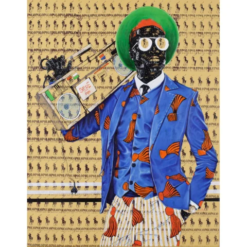 Anjel (Boris Anje Tabufor dit) (né en 1983, Cameroun) Sape Jockey, 2018 Acrylique et Posca sur toile Adjugé à 13 000 €