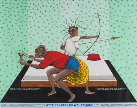 CHERI SAMBA (born 1956) Lutte contre les moustiques 1999 Huile sur toile Adjugé à 15 360 €