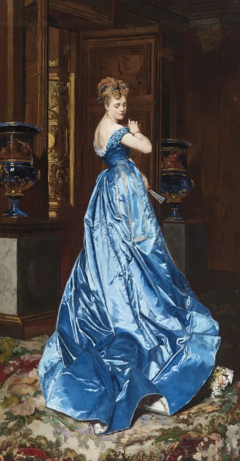 Richter Edouard Freder. (1844 - 1913), AllemagneLa robe bleue Adjugé à 29 280 €