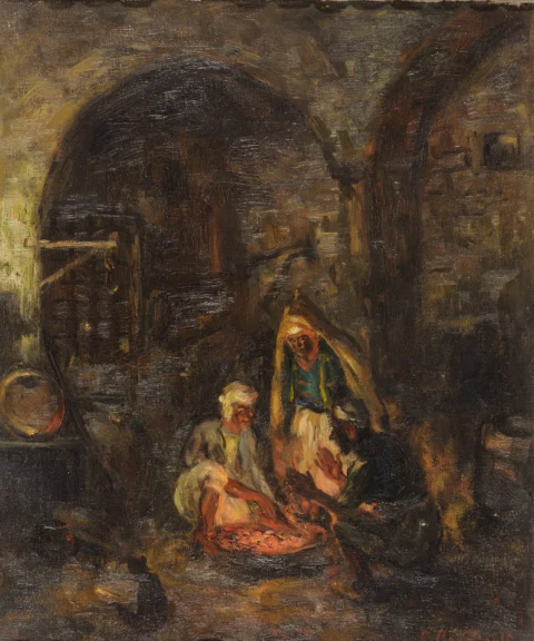 Pierre Gourdault (1880-1915) Intérieur à Tunis Huile sur toile Adjugé à 1 200 €