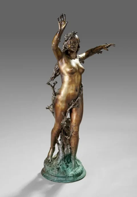 Raoul François LARCHE (1860-1912)."La Sève grande version" ou "Métamorphoses de Daphnée". Important bronze à patine brune, signé. Fondeur: "Siot-Decauville à Paris". Adjugé à 18 000 €