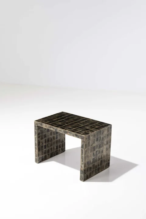 Jean-Michel Frank (1895-1941) Table d’appoint Mica et chêne Édition Comte, Argentine Frappée ‘7328’ sous un pied Modèle créé vers 1928