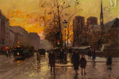 Edouard CORTES (Lagny sur Marne 1882 - 1969) Vue de Notre Dame au couchant
