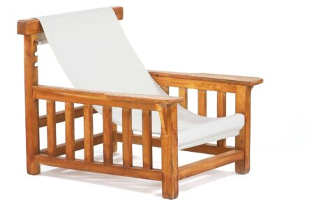 Robert MALLET-STEVENS (1886-1945) Paire de fauteuils dits Hamac Lin, chêne 76,5 x 83 x 92 cm. Pierre Dariel, circa 1926