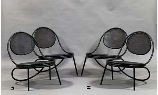 MATHIEU MATEGOT - Circa 1950 - 2 fauteuils modèle « Copacabana ». Métal et tôle perforée. Adjugé à 9 000 €