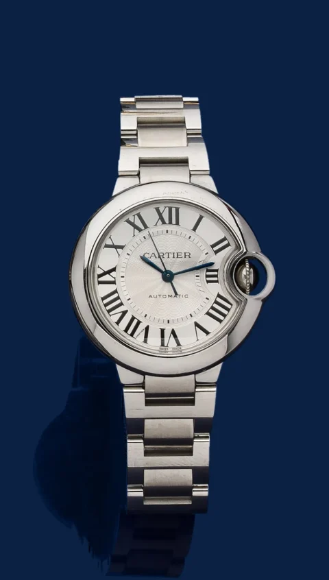 CARTIER modèle Ballon Bleu MONTRE BRACELET de dame en acier ref. 3489. Cal. 076 automatique. D. 33 mm Boîte et surboîte. Etat proche du neuf
