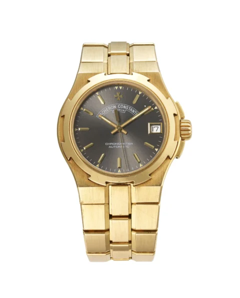 Vacheron Constantin, Overseas, réf. 42050-72050/1, montre-bracelet en or 750, années 1990-2000Mouvement: cal. 1311, automatique, 27 rubis, n°875416Boîtier: n°707878, diam. 35 mmComplication: date à guichetSignature: cadran, mouvement, boîtier, braceletPoids: 178g