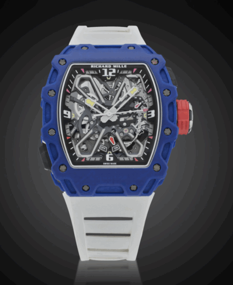 Richard Mille Reference RM35-03 FQ 'Baby Nadal' | A blue and white quartz TPT skeletonized automatic wristwatch with a butterfly rotor, Owned and Worn by Tom Brady, Circa 2022