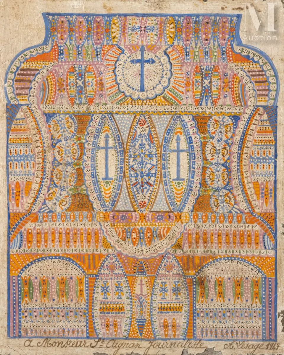Augustin LESAGE (Saint-Pierre-lez-Auchel 1876 - Burbure 1954) Composition A monsieur St Aignan journaliste Huile sur toile d'origine