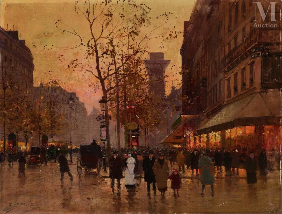 Edouard CORTES (Lagny sur Marne 1882 - 1969) Le café Briard à la Porte Saint Denis, circa 1930