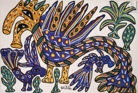 BAYA (Fatma Haddad Mahieddine) (1931-1998) Animaux fantastiques, 1985