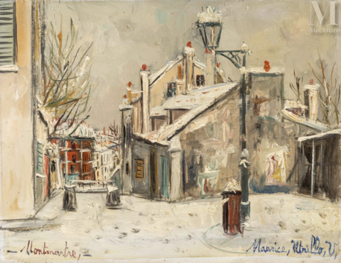 Maurice UTRILLO (Paris 1883 - Dax 1955) La Maison de Mimi Pinson à Montmartre sous la neige, vers 1941