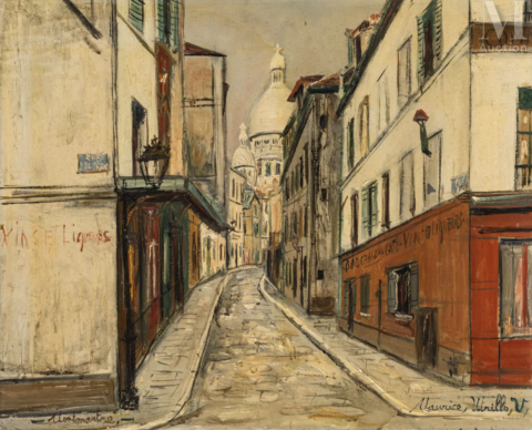 Maurice UTRILLO (Paris 1883 - Dax 1955) Rue Saint Rustique à Montmartre, vers 1936