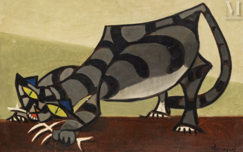 Oscar DOMINGUEZ (1906-1957) Le chat, circa 1956/57